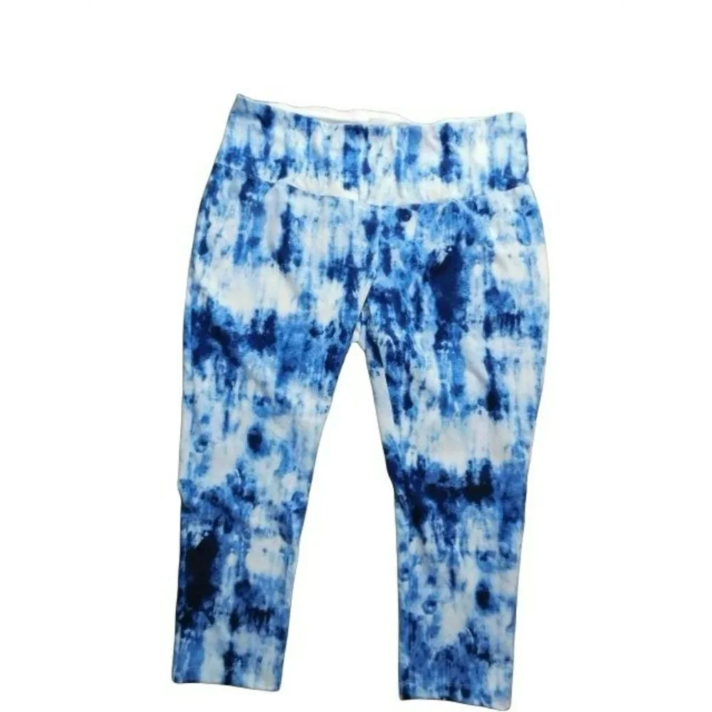 Chico's Size XL (3) Tye Dye Print Sporty Workout Athletic Crop Pants Zenergy - Picture 1 of 2